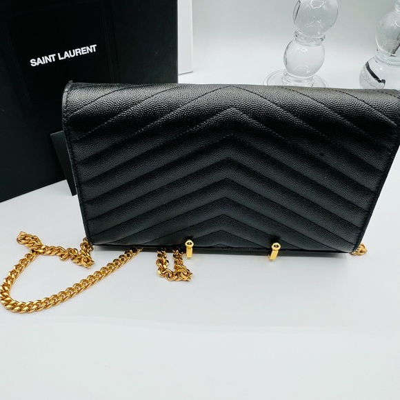 Saint Laurent Black Leather Cassandra Bag with Gold Chain w/ Dust Bag and Box - Picture 6 of 15